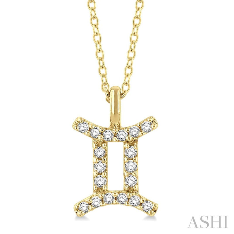 Davis Classics 14k Yellow Gold Gemini Zodiac Diamond Necklace