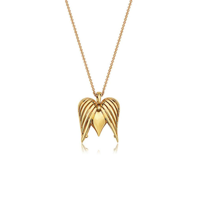 Charles Krypell 18k Yellow Gold Angel Heart Pendant with Inner Gold Heart