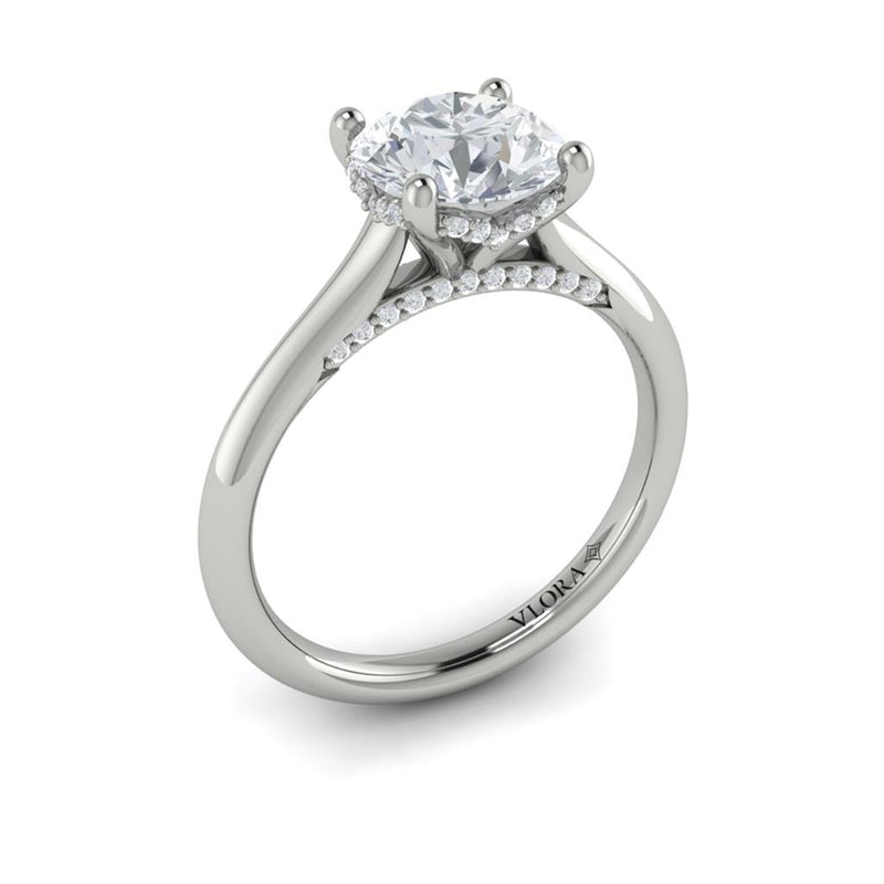 Vlora 14k White Gold Solitaire Collection Round Diamond Engagement Ring Setting