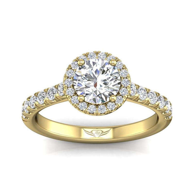 Martin Flyer Halo Diamond Engagement Ring Setting in 14k Yellow Gold