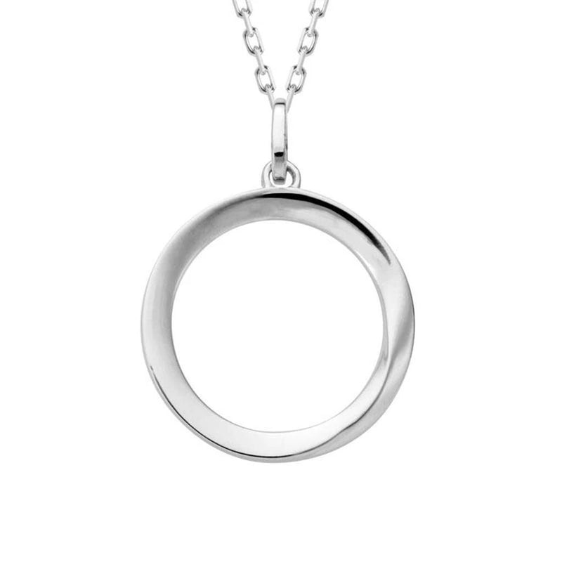 Davis Classics Sterling Silver Twisted Round Pendant Necklace