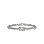 John Hardy Sterling Silver Love Knot Double Row Diamond Bracelet