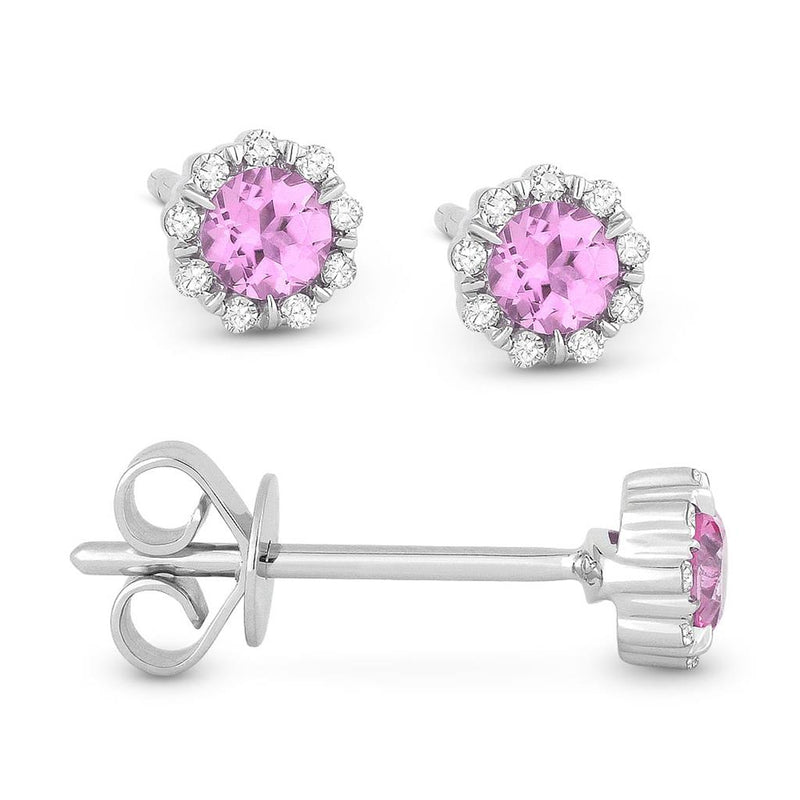 Madison L 14k White Gold Lab-Created Pink Sapphire Halo Stud Earrings