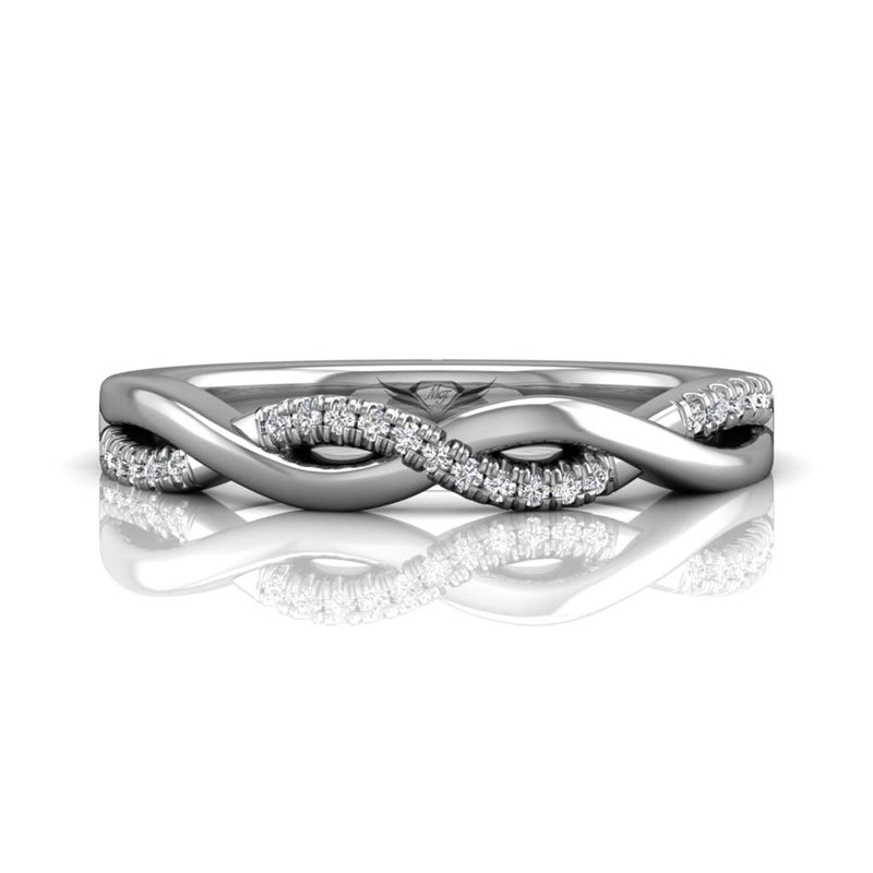 Martin Flyer Women's Crossover Diamond Wedding Band in 14k White Gold