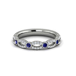 Vlora 14k White Gold Stackable Open Link Design Sapphire and Diamond Band