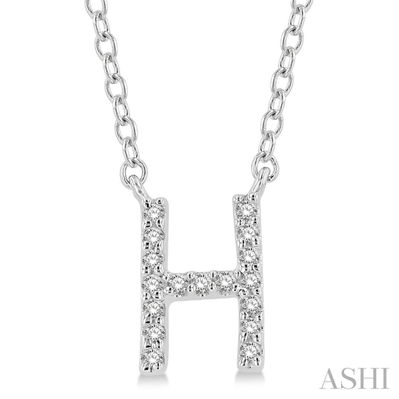 Davis Classics 14k White Gold Diamond Initial "H" Pendant Necklace