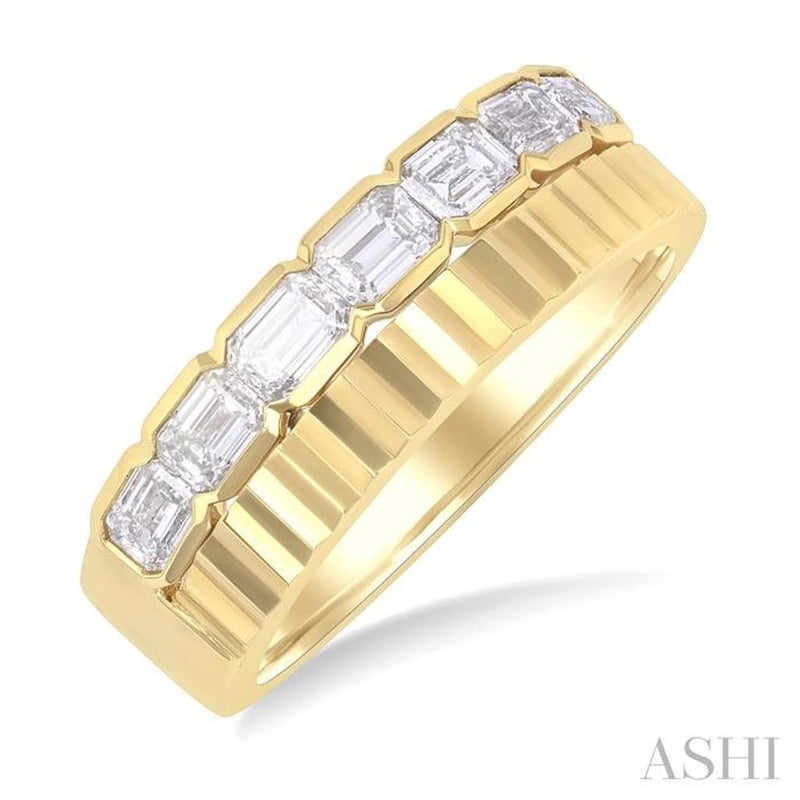 Davis Classics 14k Yellow Gold Emerald-Cut Diamond Fashion Band