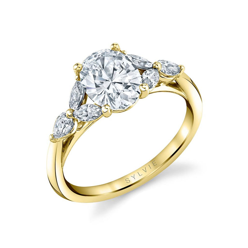 Sylvie Split Shank Diamond Engagement Ring Setting in 14k Yellow Gold