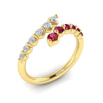 Vlora 14k Yellow Gold Adella Color Collection Bypass Design Ruby and Diamond Fashion Ring