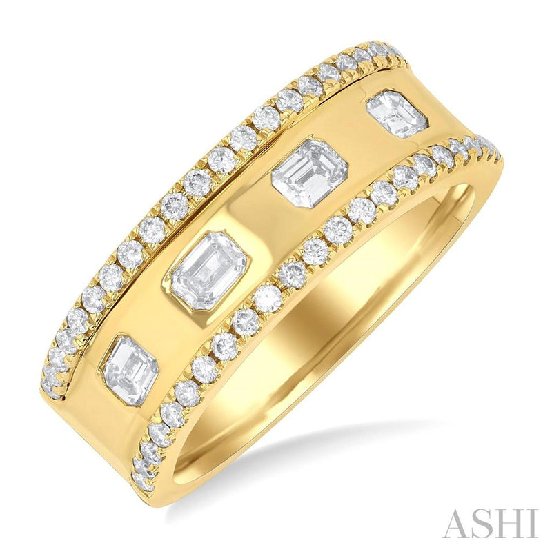 Davis Classics 14k Yellow Gold Multi-Row Wide Diamond Fashion Band