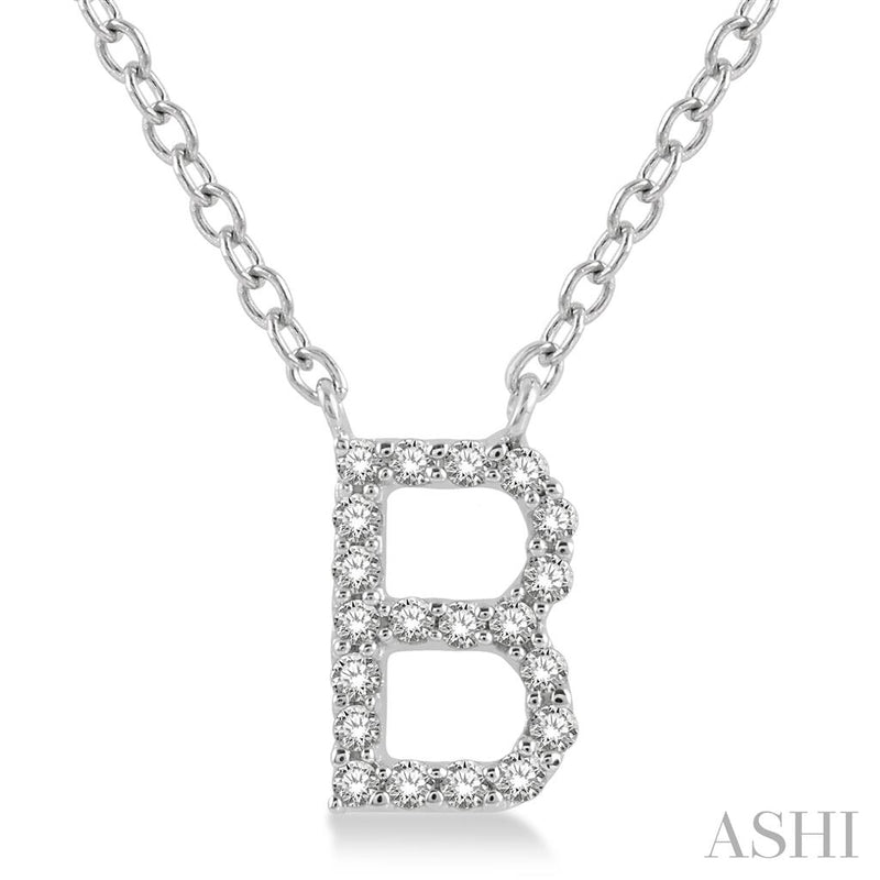 Davis Classics 14k White Gold Diamond Initial "B" Pendant Necklace