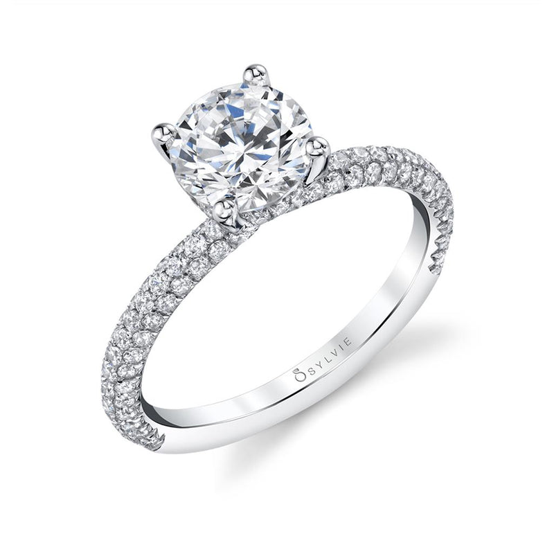 Sylvie 14k White Gold Hidden Halo Design Engagement Ring Setting