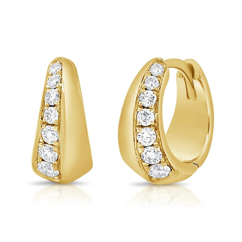 Davis Classics Diamond Huggie Hoop Earrings in 14k Yellow Gold