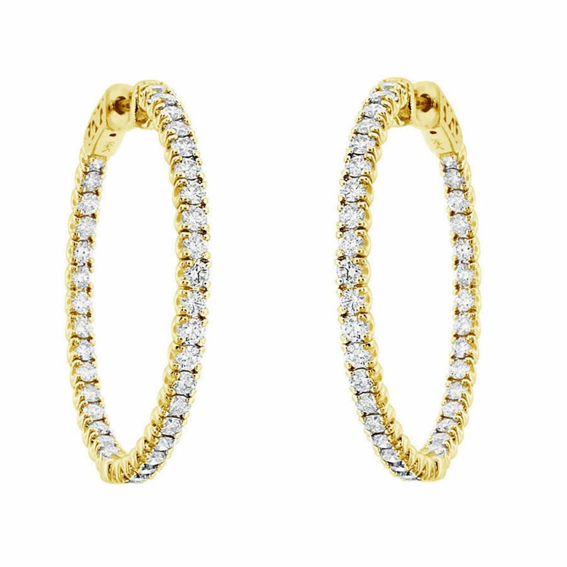 Davis Classics 14k Yellow Gold In/Out Diamond Hoop Earrings