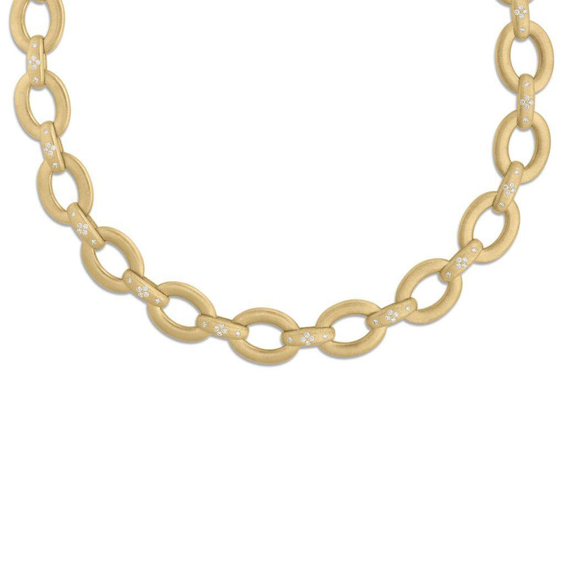 Roberto Coin 18k Yellow Gold Duchessa Collection Small Oval Link Diamond Necklace