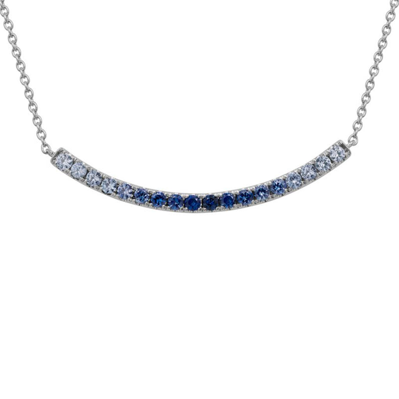 Davis Classics 14k White Gold Blue Sapphire Bar Pendant Necklace