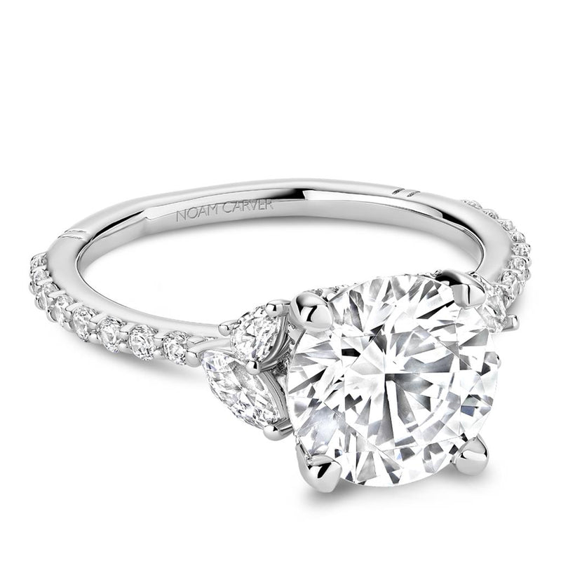 Noam Carver 14k White Gold Three-Stone Inspired Engagement Ring Setting