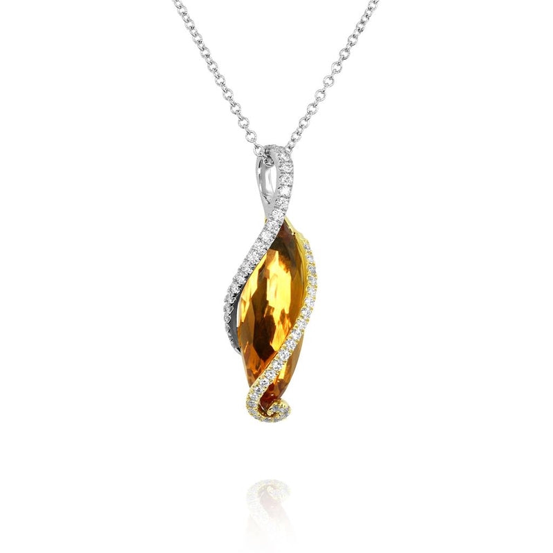 Yael Designs 14k Yellow and White Gold Marquise Citrine Pendant