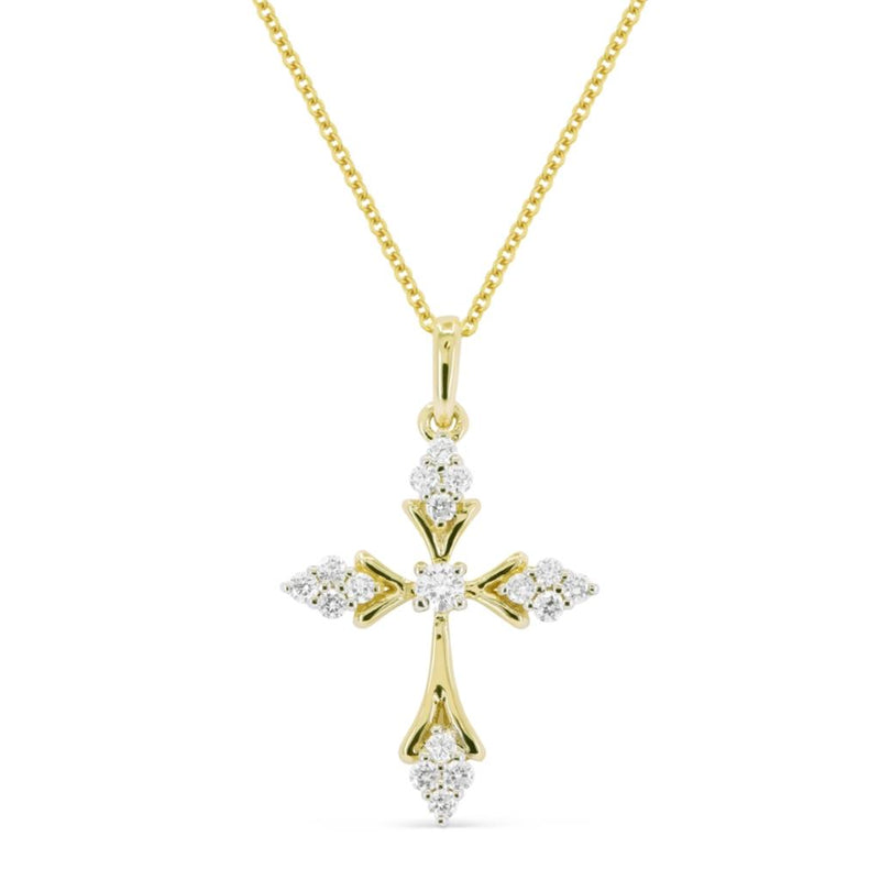 Madison L 14k Yellow and White Gold Diamond Flare Cross Pendant