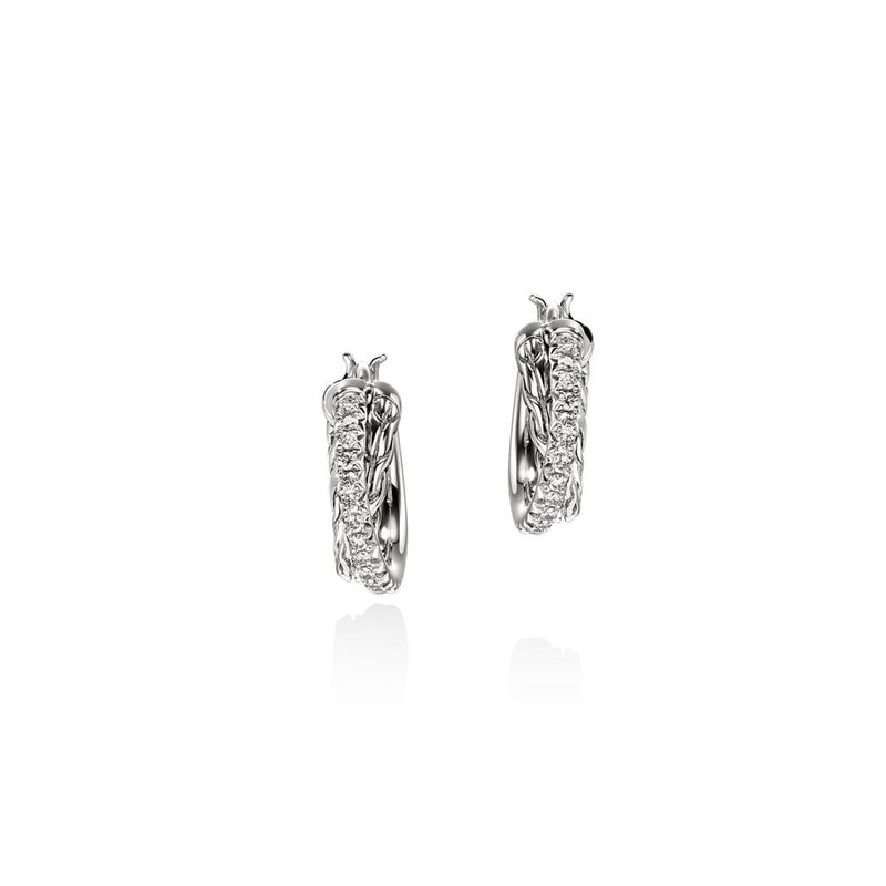 John Hardy Essential Pavé Diamond Crossover Hoop Earrings