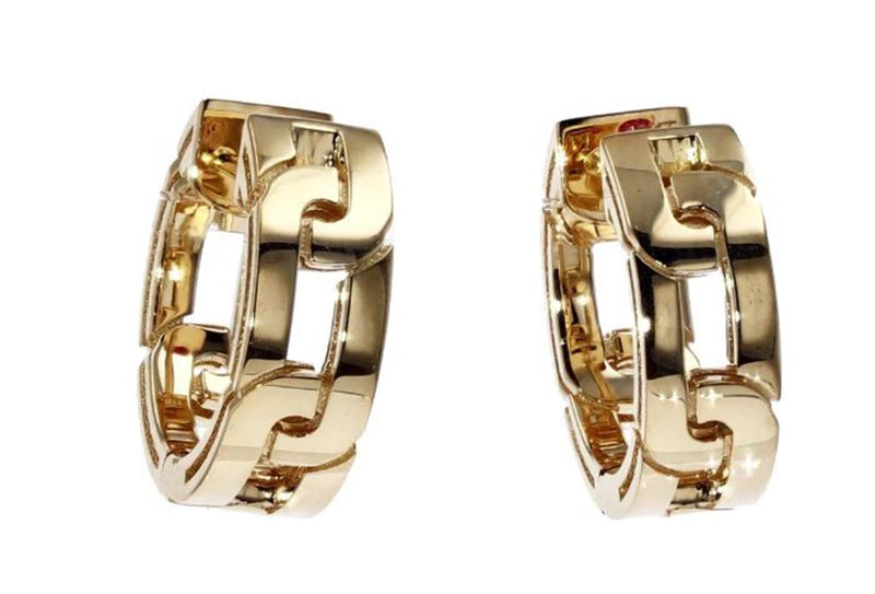 Roberto Coin 18k Yellow Gold Navarra Collection Hinged Link Design Hoop Earrings