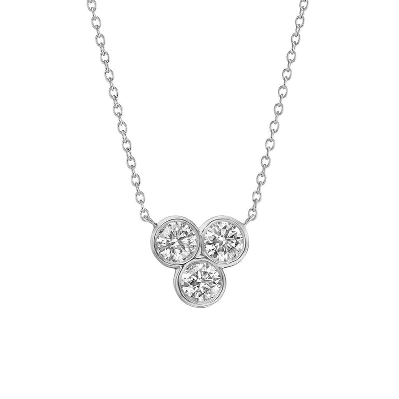 Davis Classics 18k White Gold Floral Diamond Pendant Necklace