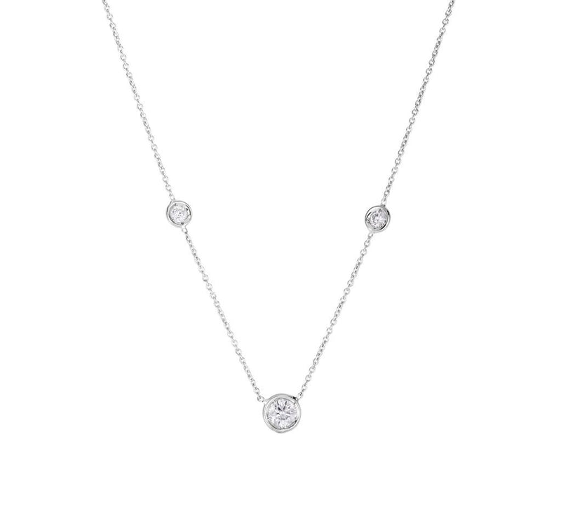 Roberto Coin 18k White Gold Diamonds by the Inch Collection Three Station Diamond Necklace