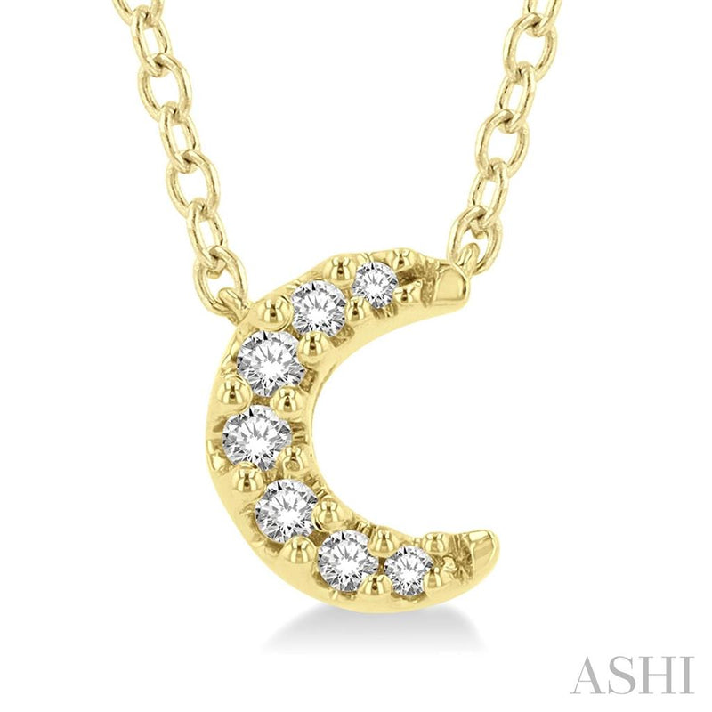 Davis Classics 14k Yellow Gold Petite Crescent Moon Diamond Pendant Necklace