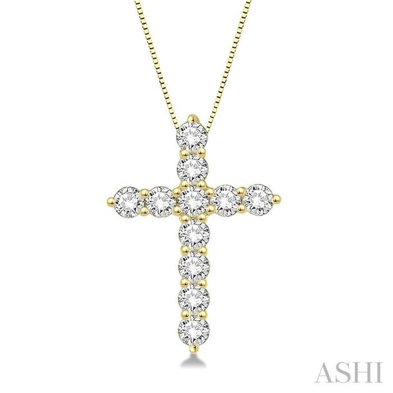 Davis Classics 14k Yellow Gold Diamond Cross Pendant Necklace