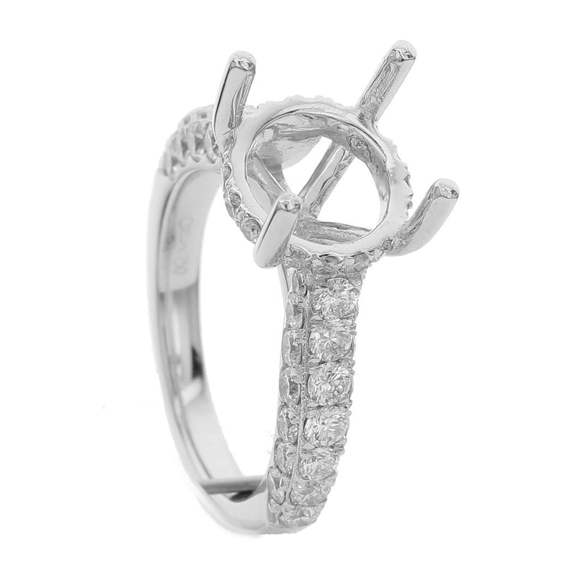 Davis Classics Sidestone Diamond Engagement Ring Setting in 18k White Gold