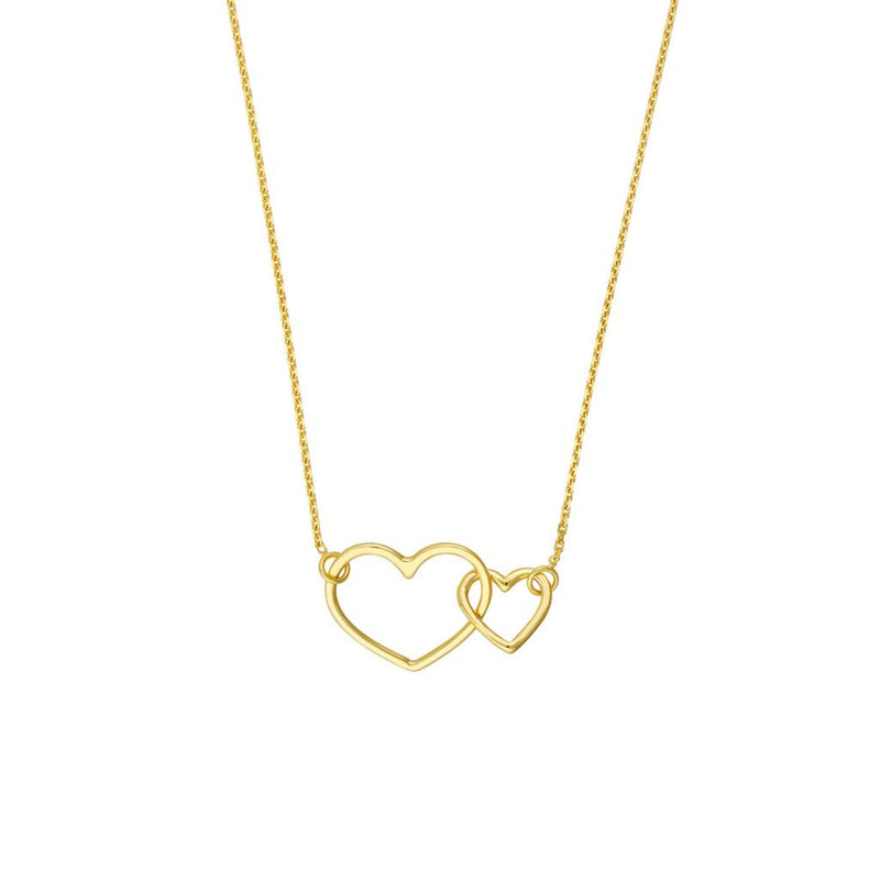 Davis Classics 14k Yellow Gold Interwoven Double Heart Necklace