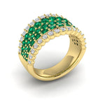 Vlora 14k Yellow Gold Adella Color Collection Zambian Emerald and Diamond Fashion Band