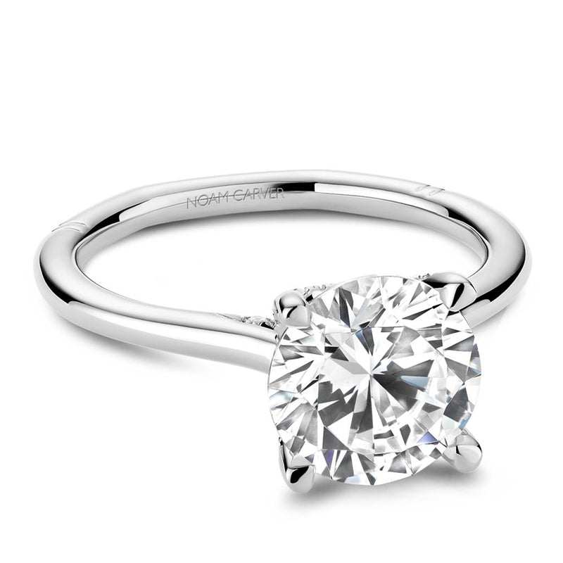 Noam Carver 14k White Gold Atelier Collection Solitaire Engagement Ring Setting with Hidden Halo