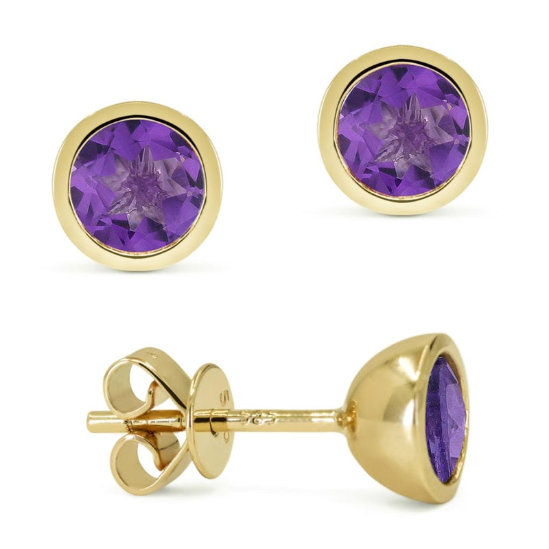 Madison L 14k Yellow Gold Genuine Amethyst Stud Earrings