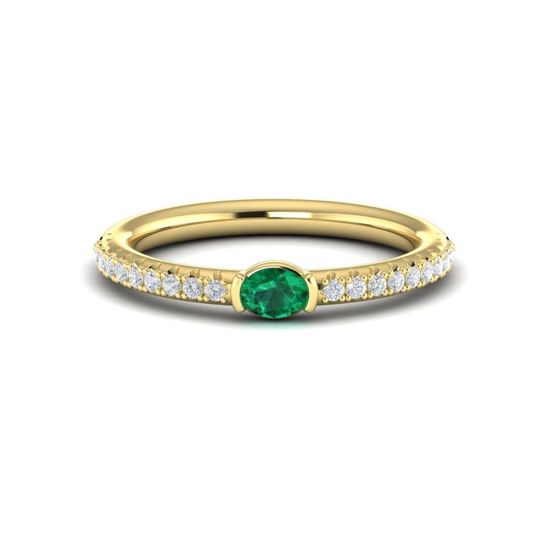 Vlora 14k Yellow Gold Sofia Collection Stackable Emerald and Diamond Fashion Ring