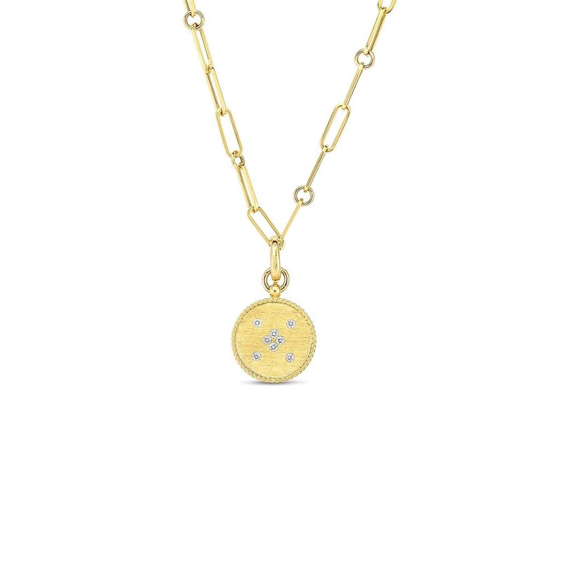 Roberto Coin 18k Yellow Gold Venetian Princess Floral Disc Diamond Pendant Necklace