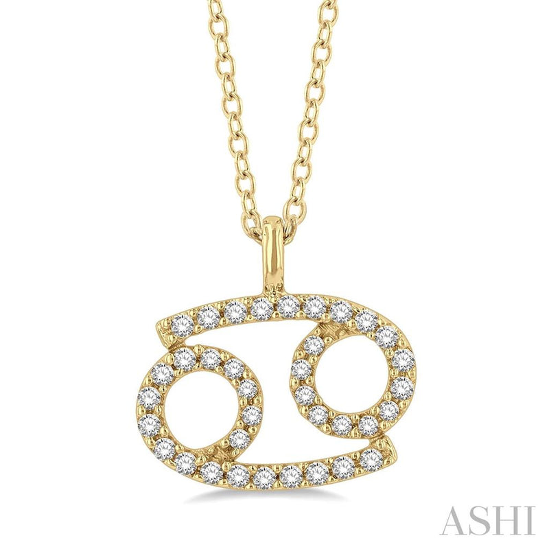 Davis Classics 14k Yellow Gold Diamond Cancer Zodiac Necklace