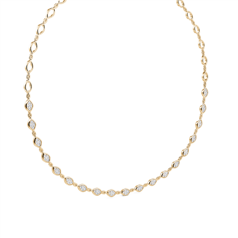 Davis Classics 14k Yellow Gold Endless Diamond Marquise Station Necklace