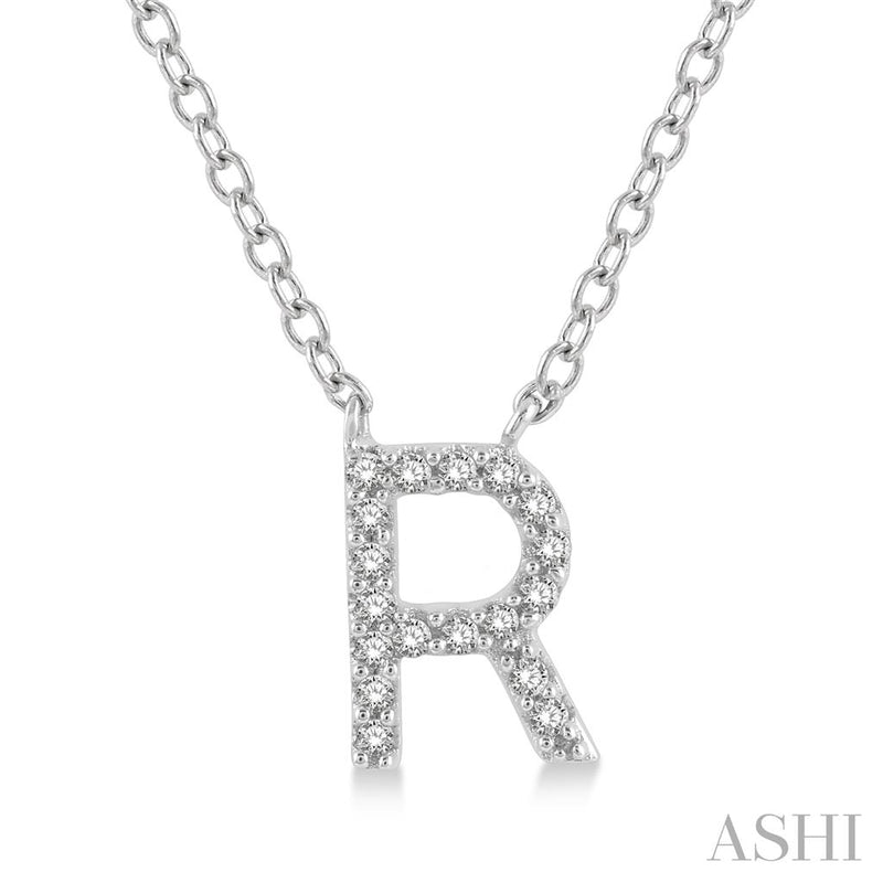 Davis Classics 14k White Gold Diamond Initial "R" Pendant Necklace