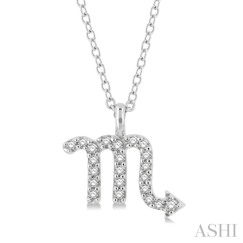 Davis Classics 14k White Gold Diamond Scorpio Zodiac Necklace