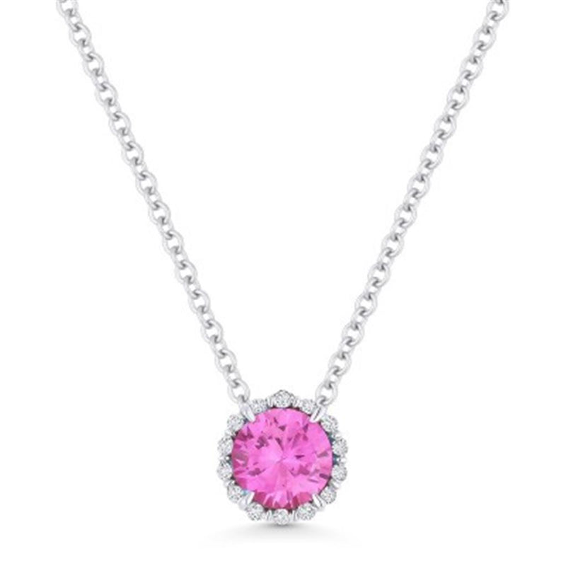 Madison L 14k White Gold Laboratory-Created Pink Sapphire Halo Slide Pendant