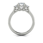 Vlora 14k White Gold Three Stone Collection Trellis Half Moon Oval Diamond Engagement Ring Setting