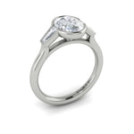 Vlora 14k White Gold Three Stone Collection Bezel Style Oval Diamond Engagement Ring Setting