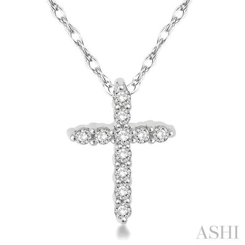 Davis Classics 14k White Gold Petite Diamond Cross Pendant Necklace