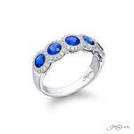 JB Star Platinum Halo Design Gemstone and Diamond Band