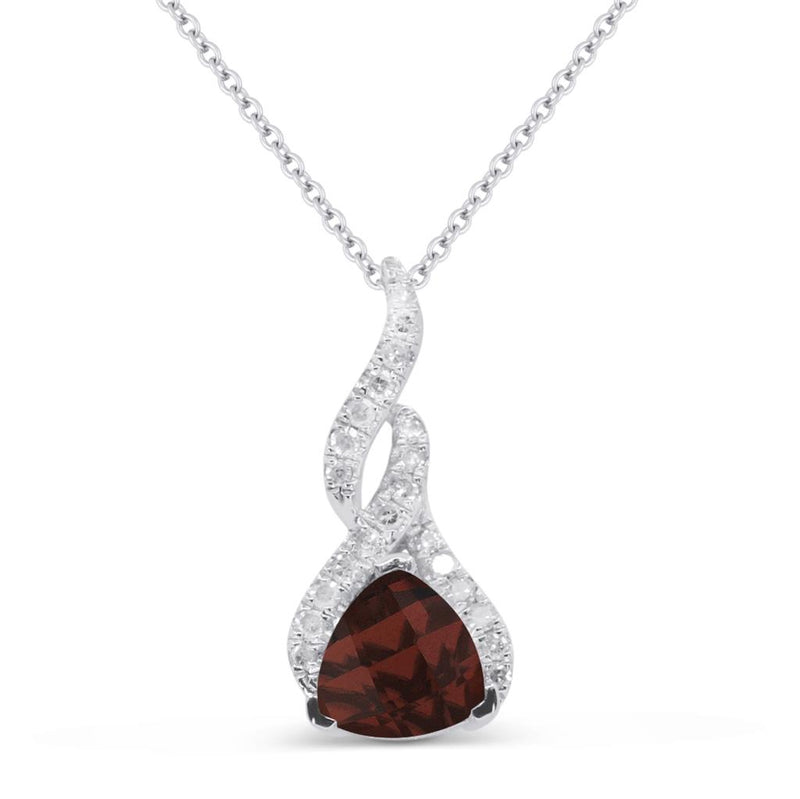 Madison L 14k White Gold Garnet Trillion Cut Pendant