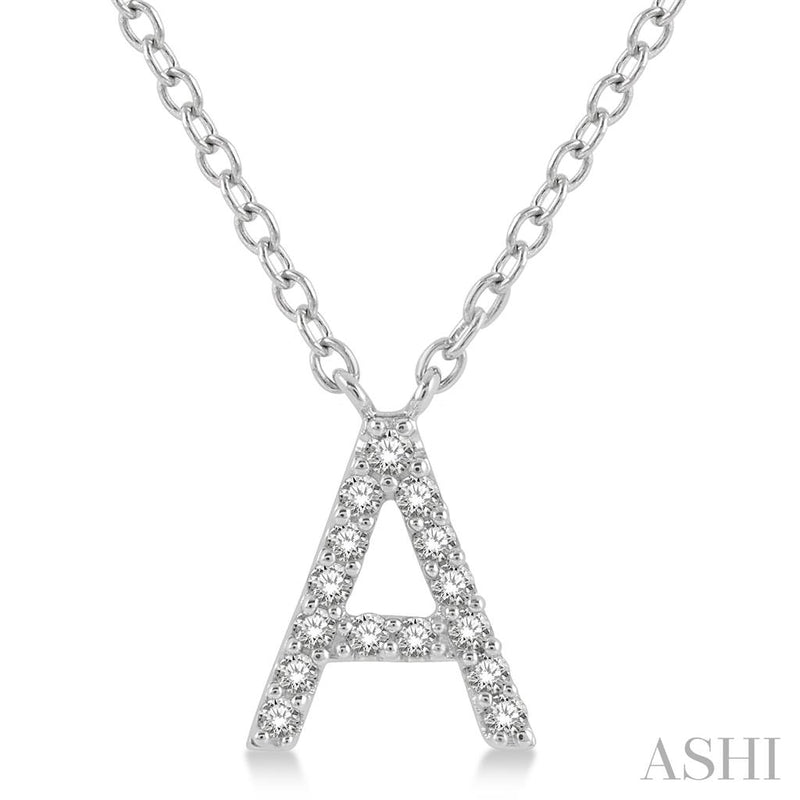 Davis Classics 14k White Gold Diamond Initial "A" Pendant Necklace