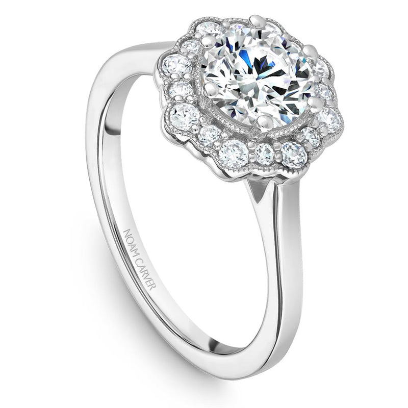 Noam Carver Floral Diamond Engagement Ring Setting in 14k White Gold