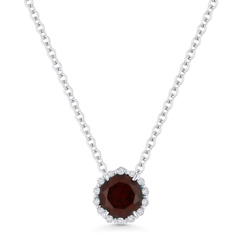 Madison L 14k White Gold Genuine Garnet Halo Slide Pendant