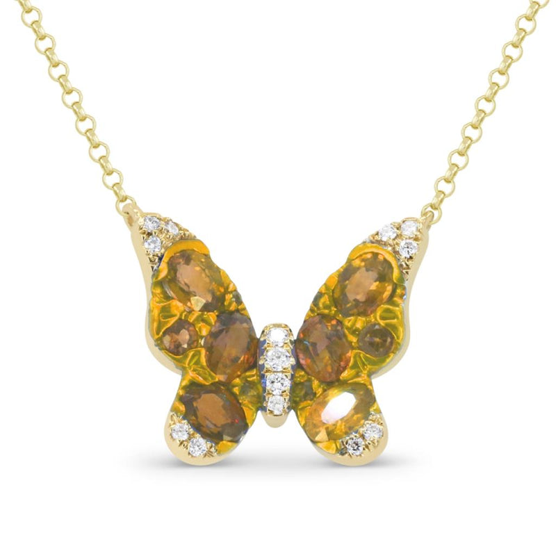 Madison L 14k Yellow Gold Butterfly Design Sapphire Pendant Necklace